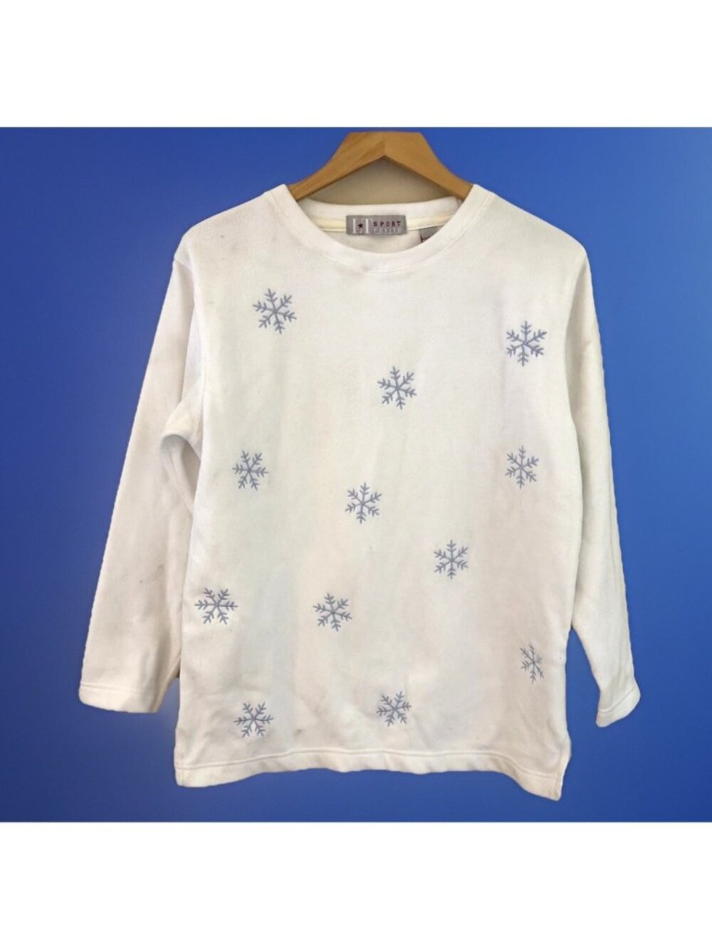 VTG Lord & Taylor Fleece Top Women's PM Snowflakes Embroidery Winter Cozy NWT